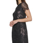 Vestido curto Kensie feminino com renda brilhante, preto, tamanho 10