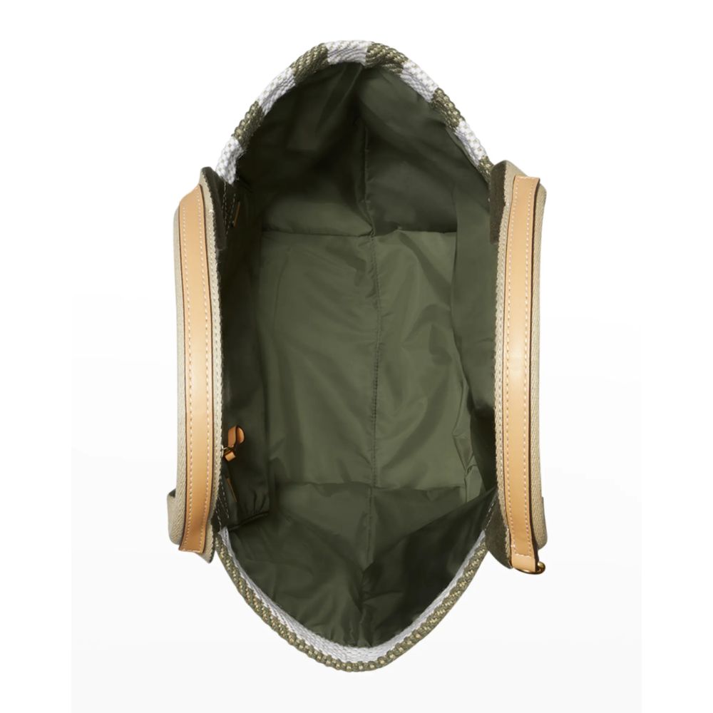 Tory Burch Gracie Listrada Canvas Tote Feminina Verde Tamanho Regular