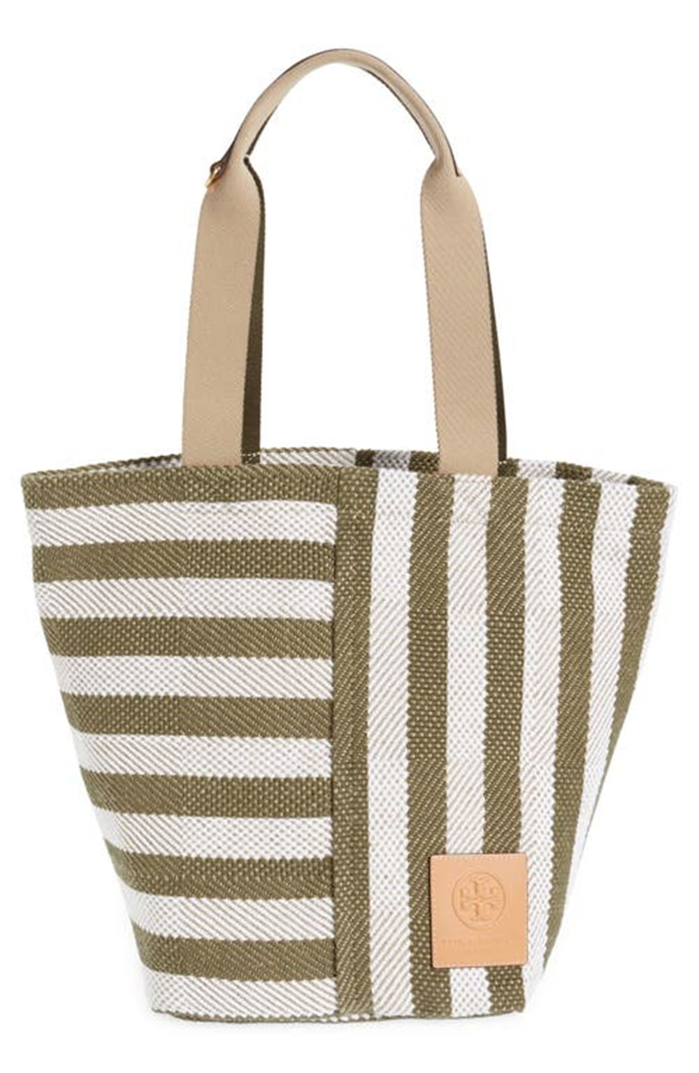 Tory Burch Gracie Listrada Canvas Tote Feminina Verde Tamanho Regular