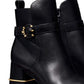 Tory Burch Bota Feminina com Fivela Multi Logo Preta Tamanho 8,5