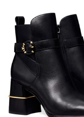 Tory Burch Bota Feminina com Fivela Multi Logo Preta Tamanho 8,5