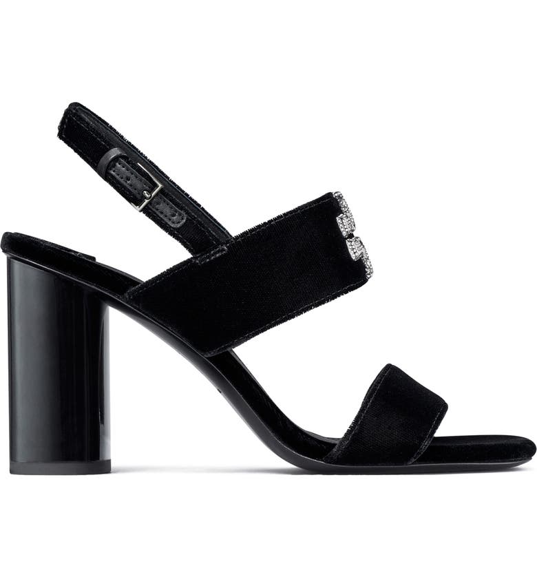 Tory Burch Eleanor Pavé Sandália Slingback Feminina Preta Tamanho 9,5