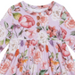 Blusa floral de manga comprida com babados e pantalonas com babados Posh Peanut Pari em roxo claro/pastel, tamanho 18-24M