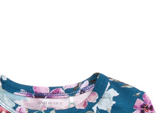 Blusa peplum floral Posh Peanut Keisha e bloomers com babados em azul aberto, tamanho 18-24M