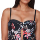 Bar III Tankini com estampa floral feminino, maiô preto