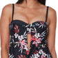 Bar III Tankini com estampa floral feminino, preto, tamanho grande