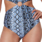 Bar III Maiô Monokini Feminino Estampado com Anel Azul