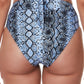 Calcinha de biquíni feminina Bar III Slitherin cintura alta, azul