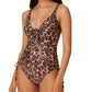 Bar III Feminino Beach Cheetah Com Cadarço Maiô Marrom Tamanho Grande