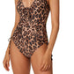 Bar III Feminino Beach Cheetah Com Cadarço Maiô Marrom Tamanho Grande