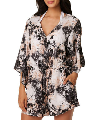 Bar III Women's Wet'n Wild Romper Cover Up Swimsuit Black Size Small