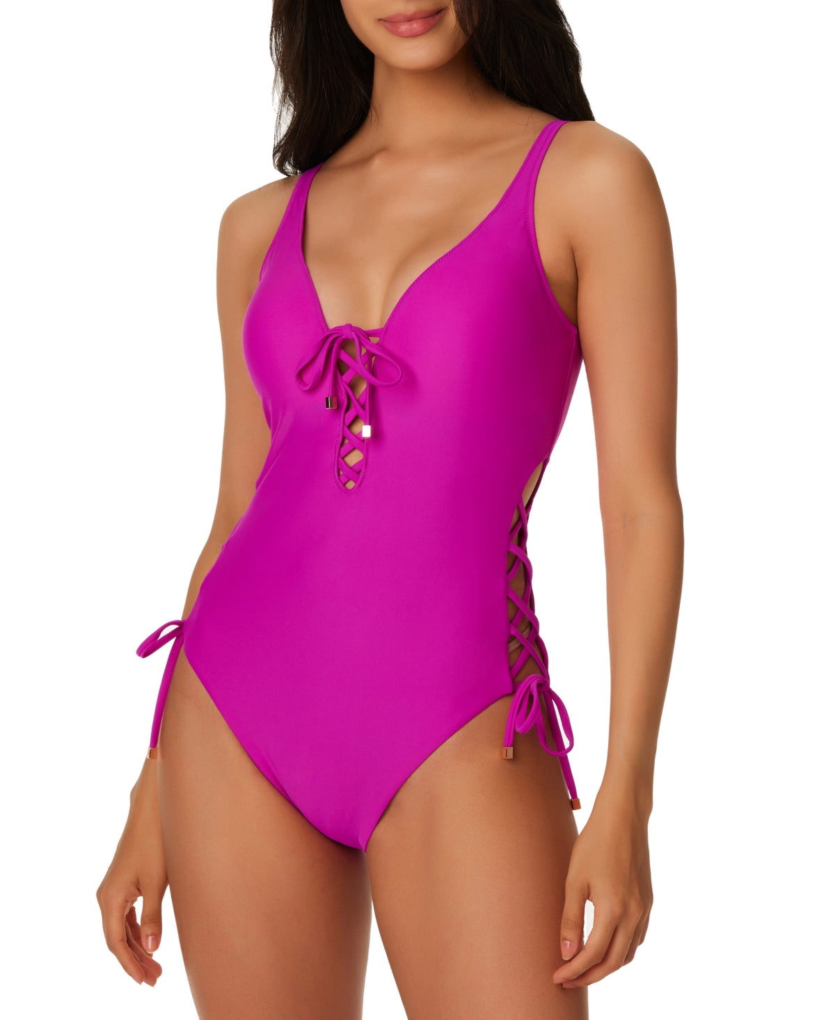 Bar III Maiô Feminino de Verão com Cadarço Rosa