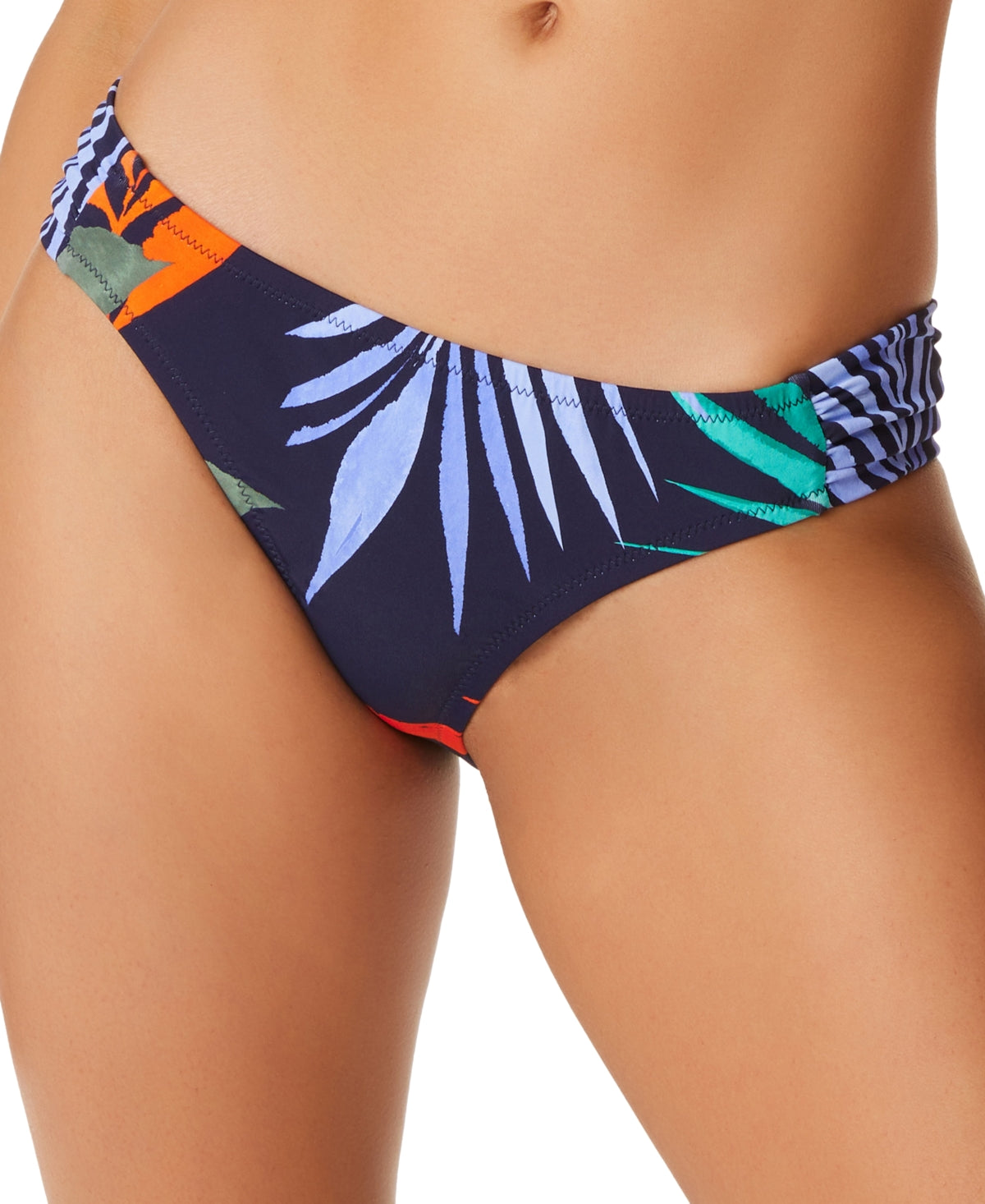 Jessica Simpson Island Paradise Side Shir Bikini Bottoms Maiô Feminino Azul Tamanho M
