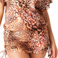 Bar III Glam Cheetah Feminino Ajustável Lateral Cover Up Caftan Maiô Marrom Tamanho Médio