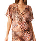 Bar III Glam Cheetah Feminino Ajustável Lateral Cover Up Caftan Maiô Marrom Tamanho Médio