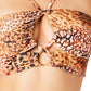 Bar III Glam Cheetah Bandeau Swim Top Feminino, Marrom, Tamanho X-S