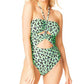Jessica Simpson Feminino Wild Thing com franzido e abertura frontal, maiô preto, tamanho P