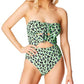 Jessica Simpson Feminino Wild Thing com franzido e abertura frontal, maiô preto, tamanho P