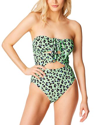 Jessica Simpson Feminino Wild Thing com franzido e abertura frontal, maiô preto, tamanho P