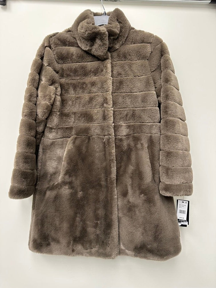 Jones New York Casaco de pele sintética feminino marrom tamanho médio