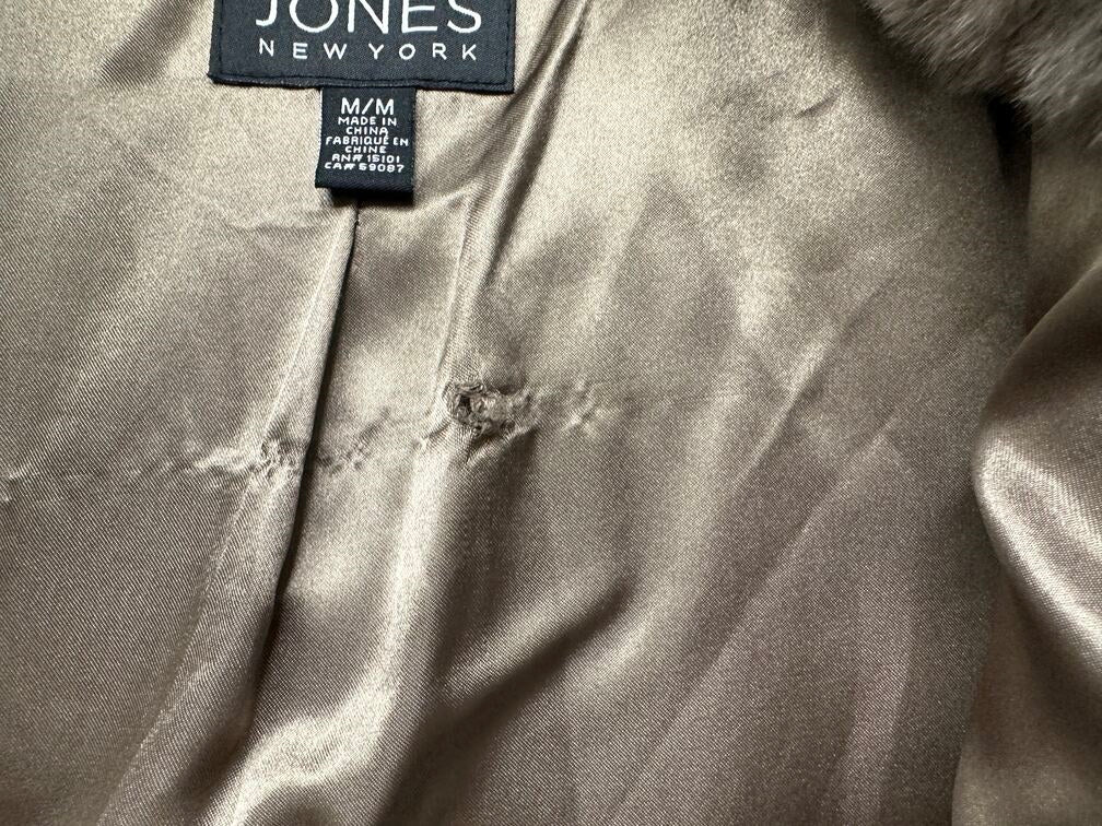 Jones New York Casaco de pele sintética feminino marrom tamanho médio