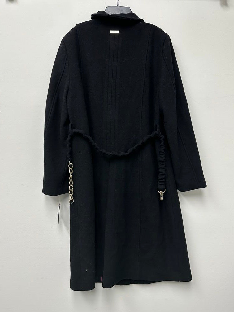Casaco longo feminino Vince Camuto com cinto e corrente, preto, tamanho GG