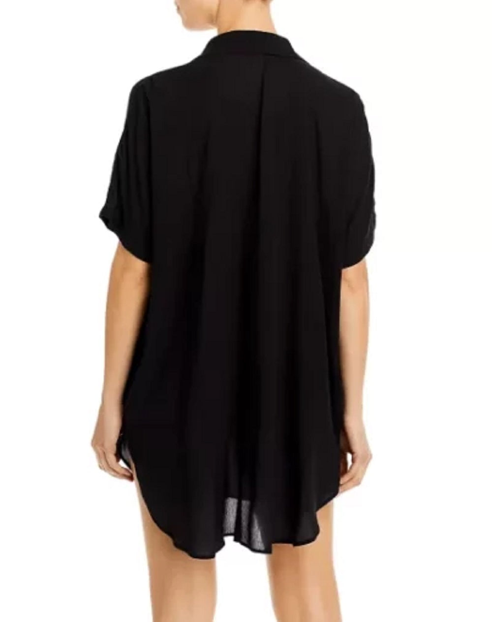 Túnica de natação feminina Aqua com botões e saída de banho preta, tamanho grande