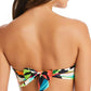 Bar III Tropical Dreams Feminino Twist Front Alça Removível Bandeau Top de Biquíni Maiô Azul Tamanho Médio