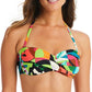 Bar III Tropical Dreams Feminino Twist Front Alça Removível Bandeau Top de Biquíni Maiô Azul Tamanho Médio