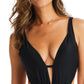 Bar III Maiô Monokini Feminino Frente Drapeada Costas Abertas Controle de Barriga Preto Tamanho Médio