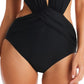 Bar III Maiô Monokini Feminino Frente Drapeada Costas Abertas Controle de Barriga Preto Tamanho Médio