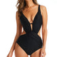 Bar III Maiô Monokini Feminino Frente Drapeada Costas Abertas Controle de Barriga Preto Tamanho Médio