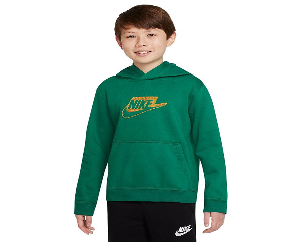 Moletom com capuz Nike Boy's Club Fleece, verde, tamanho grande