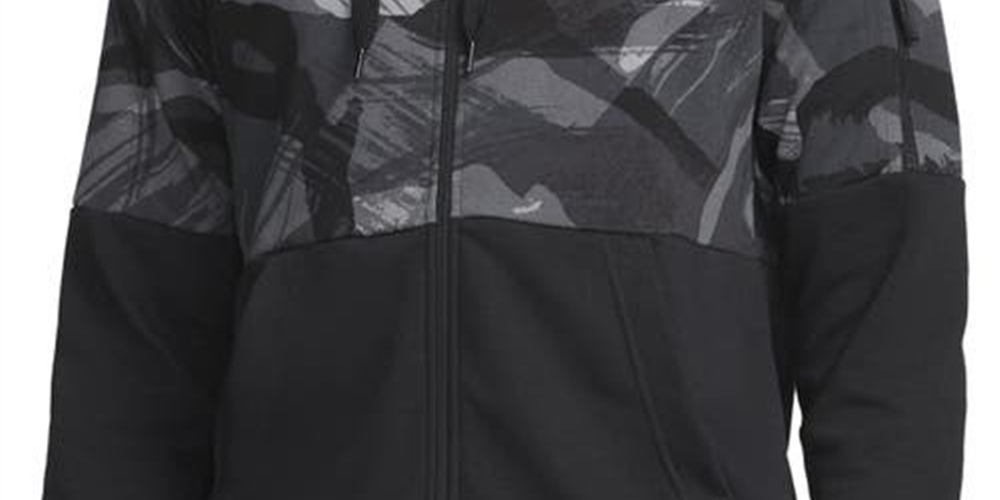 Moletom Nike Camo Dri FIT Fleece com zíper completo, preto, tamanho extragrande