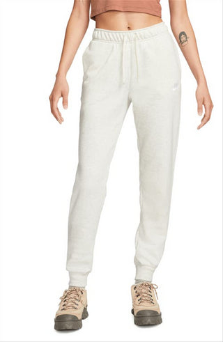 Calça de corrida Nike Sportswear Club Fleece feminina, cintura média, branca, tamanho XS