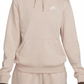 Moletom com capuz Nike Sportswear Club Fleece feminino, gola funil, rosa, tamanho pequeno