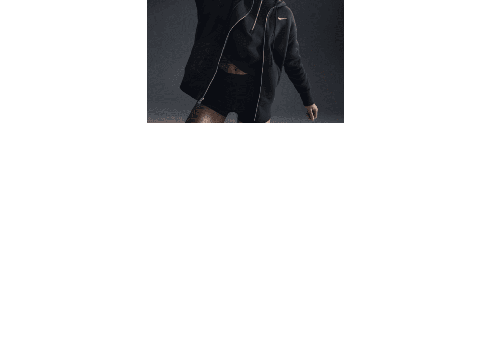 Moletom com capuz Nike Sportswear Phoenix Fleece Full Zip, preto, tamanho médio