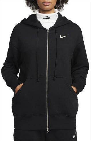 Moletom com capuz Nike Sportswear Phoenix Fleece Full Zip, preto, tamanho médio