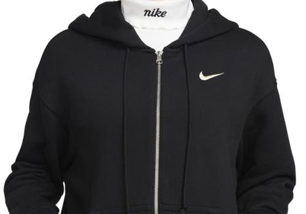 Moletom com capuz Nike Sportswear Phoenix Fleece Full Zip, preto, tamanho médio