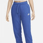 Calça de treino Nike Club Fleece feminina, cintura média e oversized, azul, tamanho M