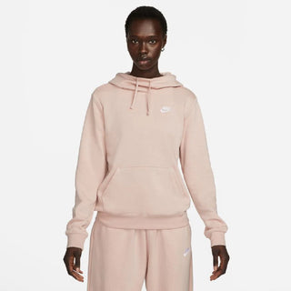 Moletom com capuz Nike Sportswear Club Fleece feminino, gola funil, rosa, tamanho 1X