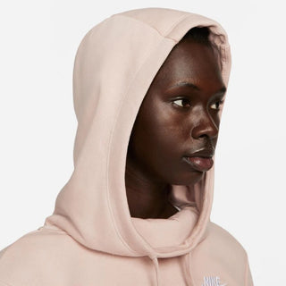 Moletom com capuz Nike Sportswear Club Fleece feminino, gola funil, rosa, tamanho 1X