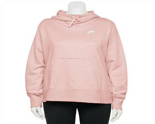 Moletom com capuz Nike Sportswear Club Fleece feminino, gola funil, rosa, tamanho 2XL