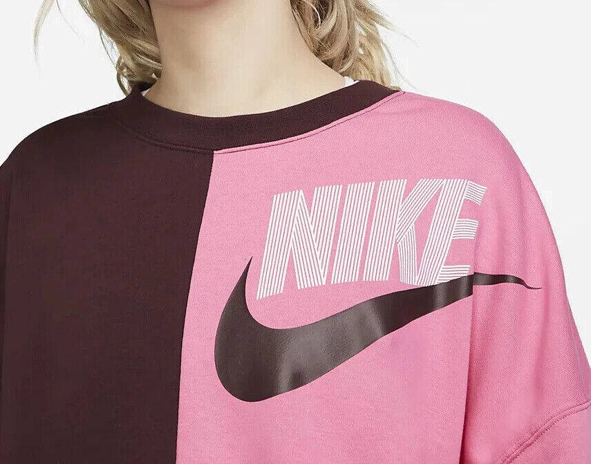 Moletom Nike Feminino Colorblock Crewneck Rosa Tamanho Grande