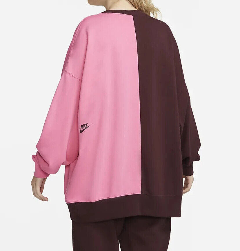 Moletom Nike Feminino Colorblock Crewneck Rosa Tamanho Grande