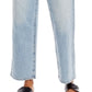 Calça Jeans Pistola Feminina Cintura Alta Assimétrica Reta Azul Tamanho 28