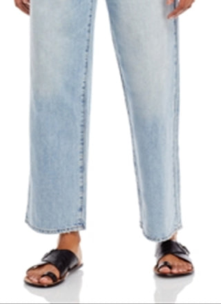 Calça Jeans Pistola Feminina Cintura Alta Assimétrica Reta Azul Tamanho 28