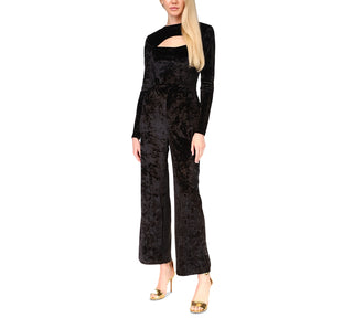 Macacão feminino Michael Kors com recorte de veludo, preto, tamanho pequeno médio