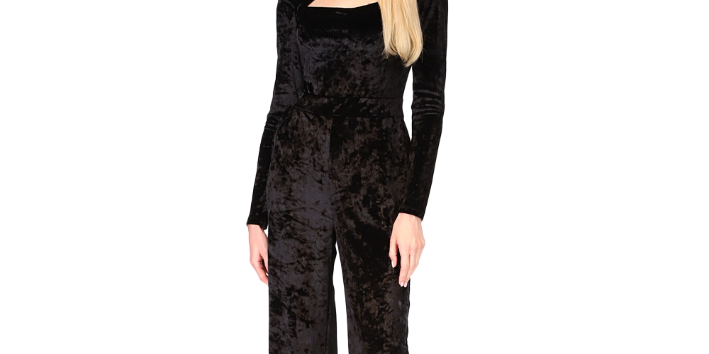 Macacão feminino Michael Kors com recorte de veludo, preto, tamanho pequeno médio