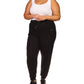 Calça jogger feminina Michael Kors Waffle-Knit preta tamanho 3X